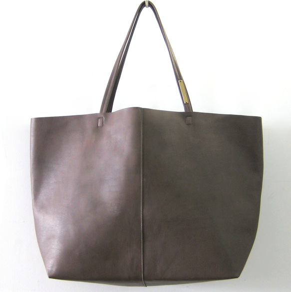OTONA eco-bag XLサイズ ブラックベリー　本革製トートバッグ 2枚目の画像