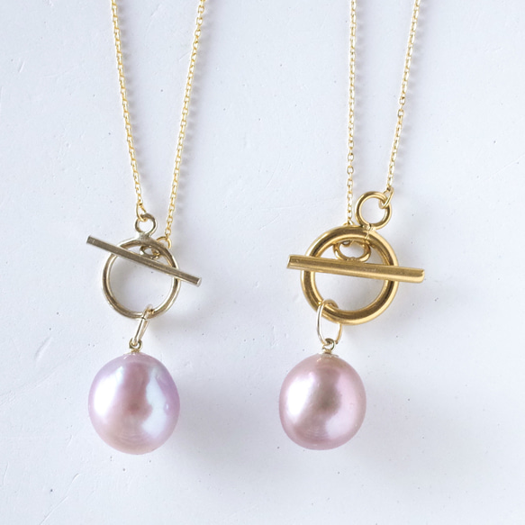 【天然色！ラベンダーカラー】バロックパールのマンテルネックレス(14kgf) 7枚目の画像