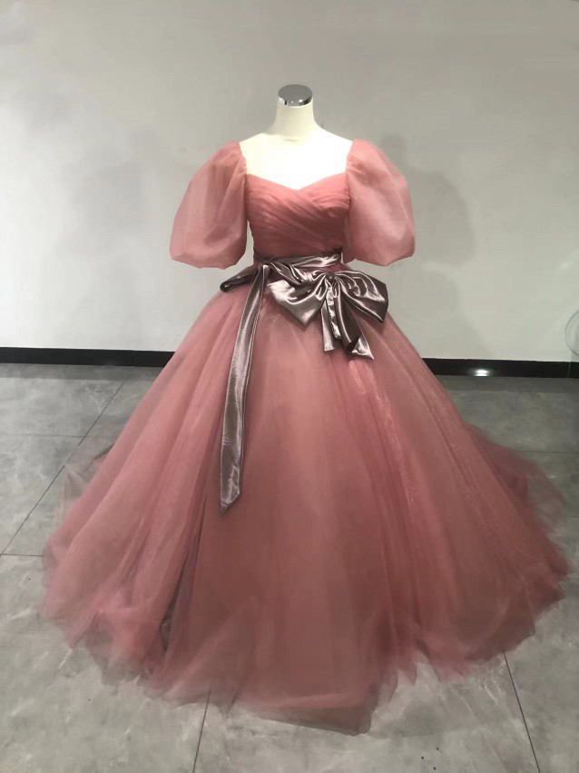 抜群のおしゃれ見え カラードレス ピンク 取り外しオフショルダー上品ボレロ   お呼ばれ/二次会 23,746円