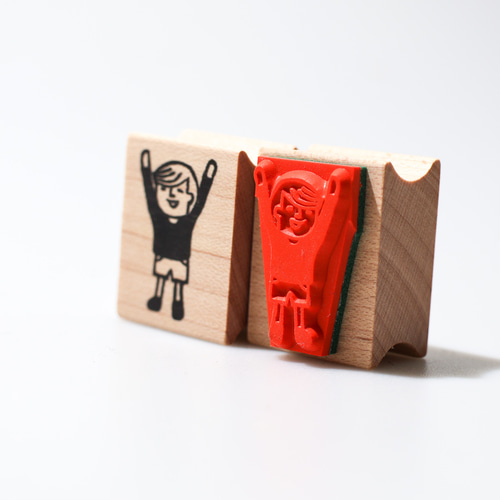 ばんざいマカロンくん＊20mmx26mm＊ラバースタンプ＊R894 はんこ