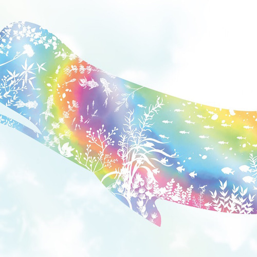 虹色のクジラ✴︎ インテリアポスター◻︎ イラスト N.ecru-beige 通販