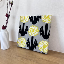 北欧 * ファブリックパネル リボンとイエローフラワー 北欧 * ファブリックパネル リボンとイエローフラワー