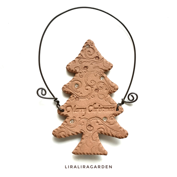まるでクッキーのような クリスマスツリー　陶器の オーナメント　素焼き　ガーデニング　早割　リース　　ベージュ　ブラウン 1枚目の画像
