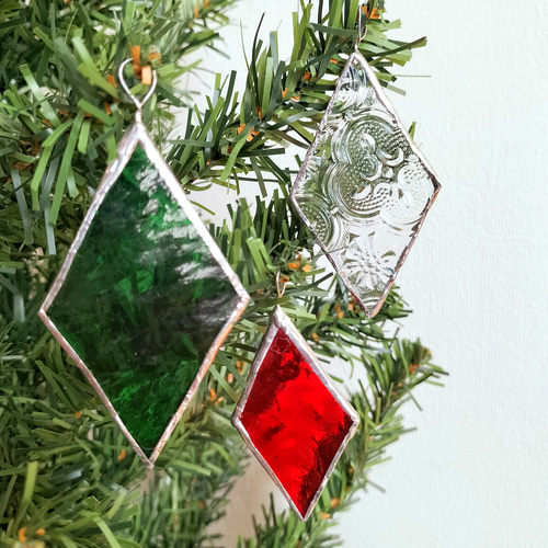 大小6個セット】ステンドグラスのクリスマスオーナメント サン