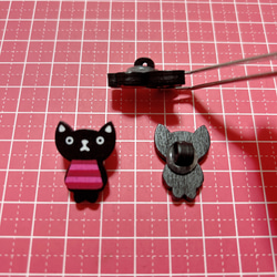 12個　猫　黒猫　洋服　立ち猫　木　ボタン　ウッドボタン　アモール 4枚目の画像