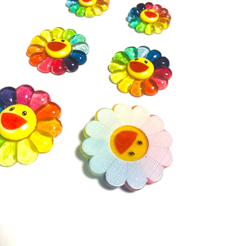 ニコちゃん資材　　　5個 楽天市場】【1~6個】マットカラー フラワーにこちゃん デコパーツ 【全