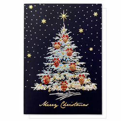 2023年新柄入荷！イタリア製　大人のクリスマスカード『エンボス加工　きらきら箔押し　クリスマスツリー　ブラック』④ 8枚目の画像