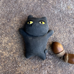 大貓（黑色）O-427-D Ceramic/cat/cat/Katze/बिल्ली 第1張的照片