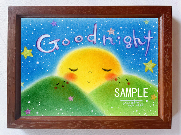 パステル画　プレゼントをもらって微笑む女性 月の絵】パノラマサイズ 癒しの絵 可愛い ヒーリング パステル画