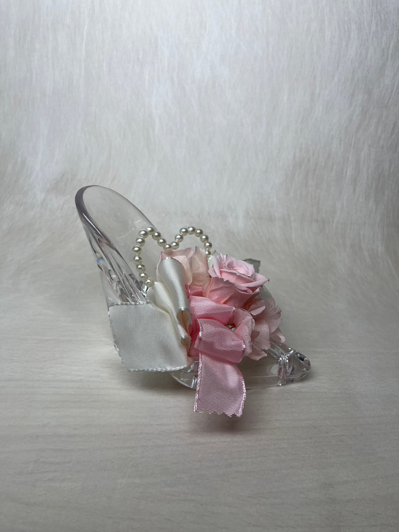 ｐ【ガラスの靴】プリザーブドフラワー　ピンク　ホワイト　シンデレラ　クリスマス　ギフト　 5枚目の画像