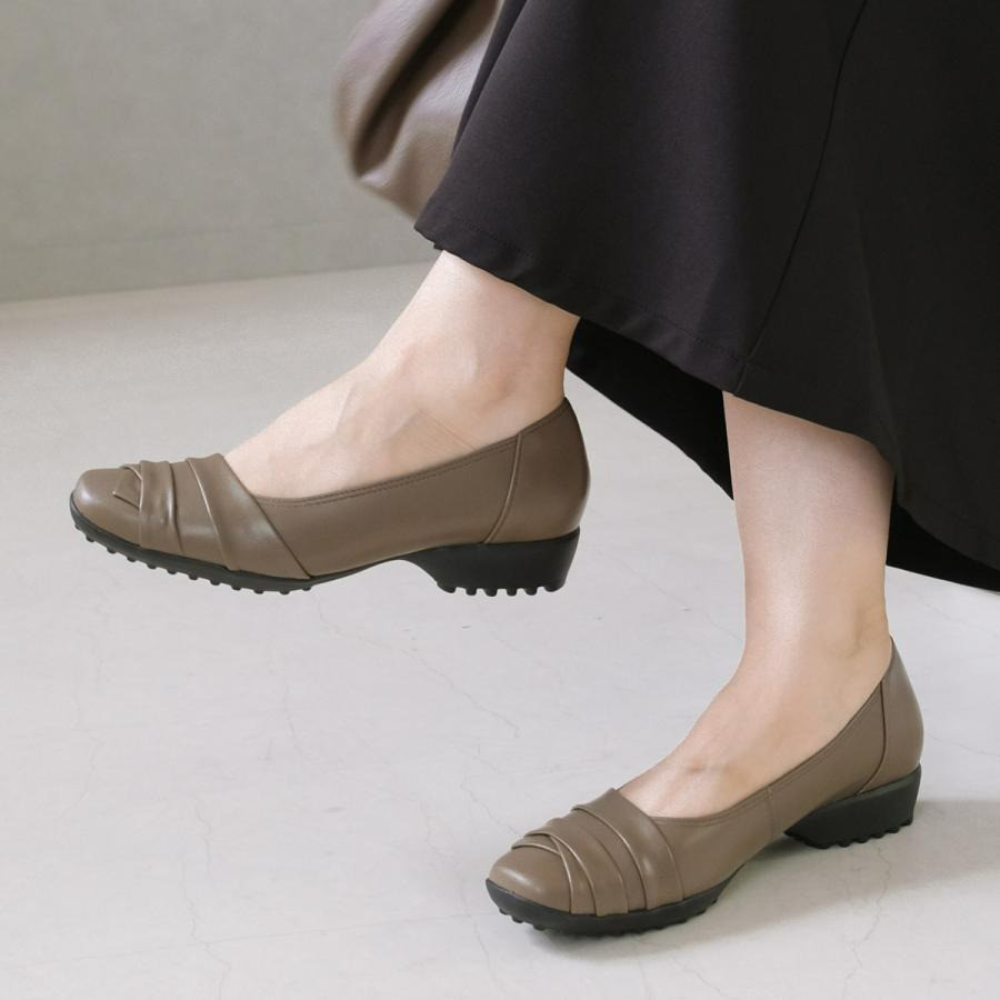 【期間中25%OFF】さり気なく華やぐ 日本製本革コンフォートパンプス 軽量で柔らかい履き心地 / PO5800