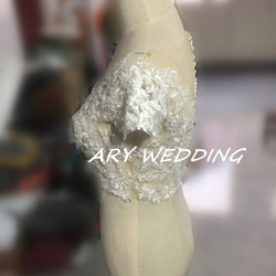 婚紗 僅限上衣 V 領洋裝 3D 3D 蕾絲刺繡新娘/婚禮 第2張的照片