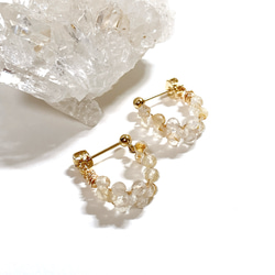 再販♡天然石ラフロック水晶の一粒ピアス/イヤリング ピアス（フック