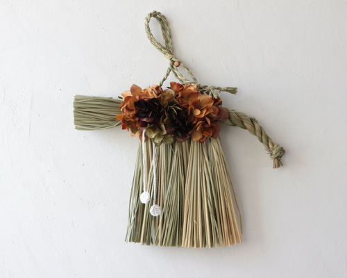 特集＆再販］アンティーク紫陽花とくるみの伊勢〆飾り/お正月飾り