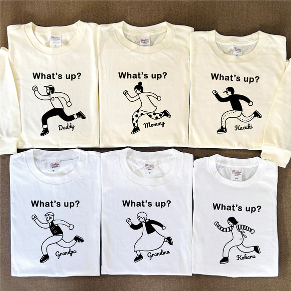 【名前可】What's up? 長袖Tシャツ 選べるファミリーデザイン【母の日迄にお届け4/29締切】 1枚目の画像