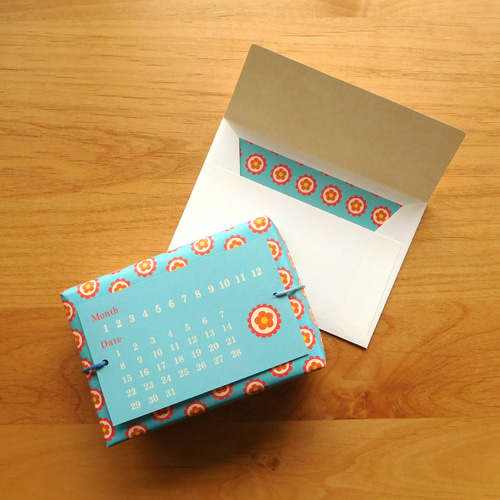 便せんが折らずに入る、小さなレターセット（レトロ花柄） 水色