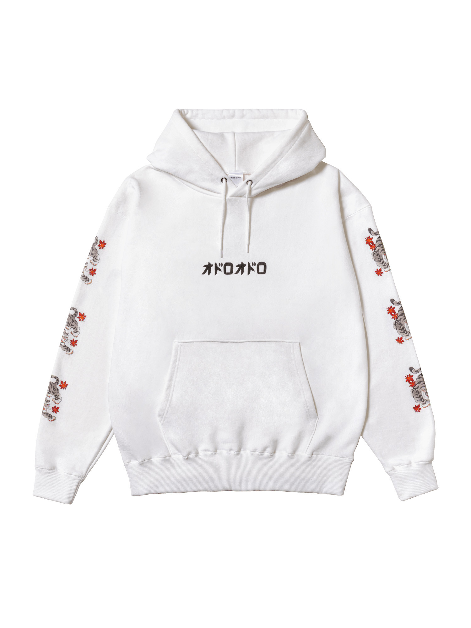 オドロオドロ【五黄の虎　type-A】パーカー　スウェット ロンT　ビッグシルエット オーバーサイズ  ホワイト 白