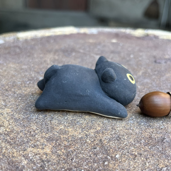 俯臥貓（黑色）O-428-D Ceramic/cat/cat/Katze/बिल्ली 第4張的照片