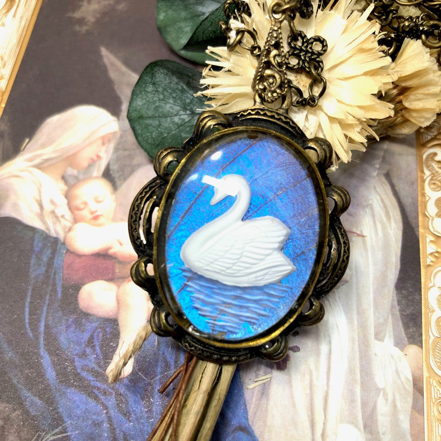 メモリアルチャーム&ペンダント 蝶々と花