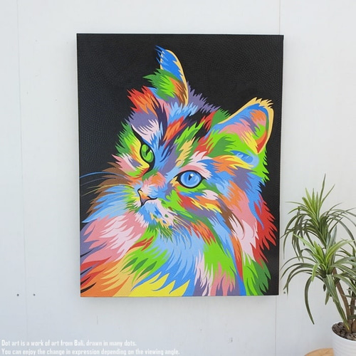 ドットアート 70cm × 90cm 猫 ドットペインティング モダンアート
