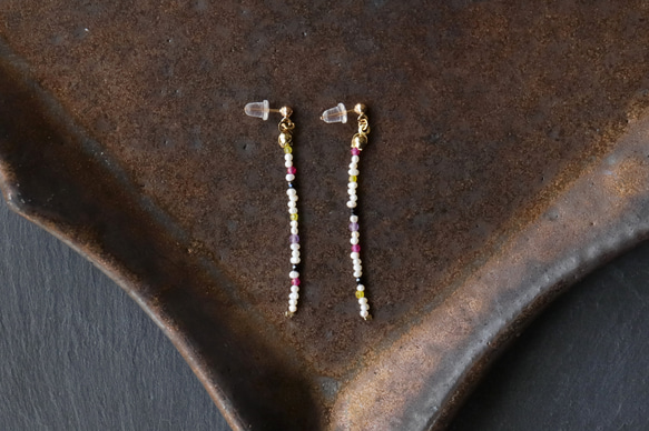 蠕蟲（紅寶石、玉髓、紫水晶）耳環 [14kgf]/耳環 (#1084/#1085) 第6張的照片
