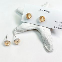 黃水晶耳釘耳環 | 14KGF | 925純銀 | 天然石 | 11月誕生石 第2張的照片