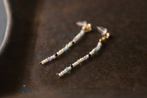 蠕蟲（紫水晶、磷灰石、橄欖石）耳環 [14kgf]/耳環 (#1090/#1091) 第8張的照片