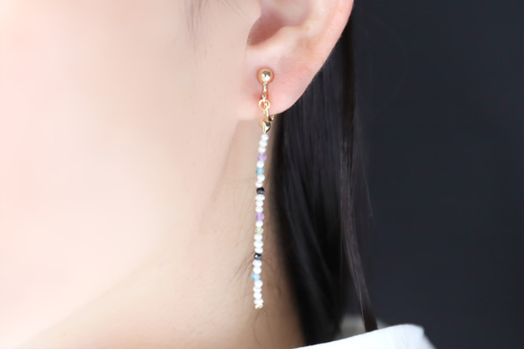 蠕蟲（紫水晶、磷灰石、橄欖石）耳環 [14kgf]/耳環 (#1090/#1091) 第12張的照片