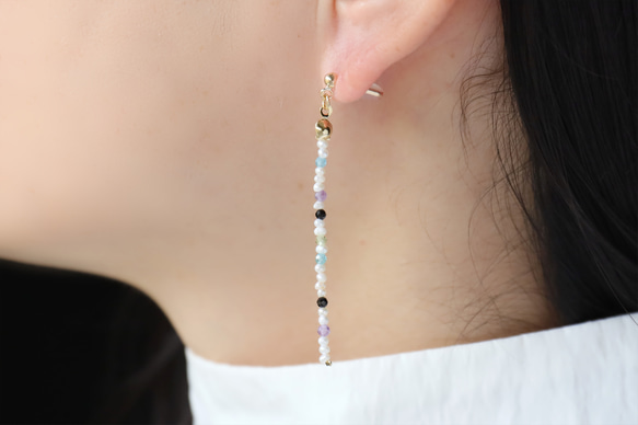 蠕蟲（紫水晶、磷灰石、橄欖石）耳環 [14kgf]/耳環 (#1090/#1091) 第1張的照片