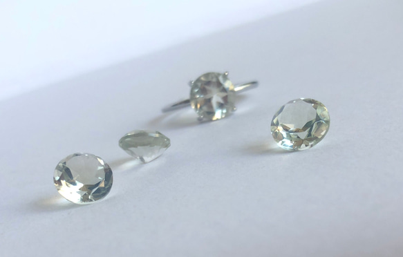 再出品！良縁を引き寄せ☆天然「グリーン水晶*クオーツ」リング　つけぱなしOK♪ 3枚目の画像