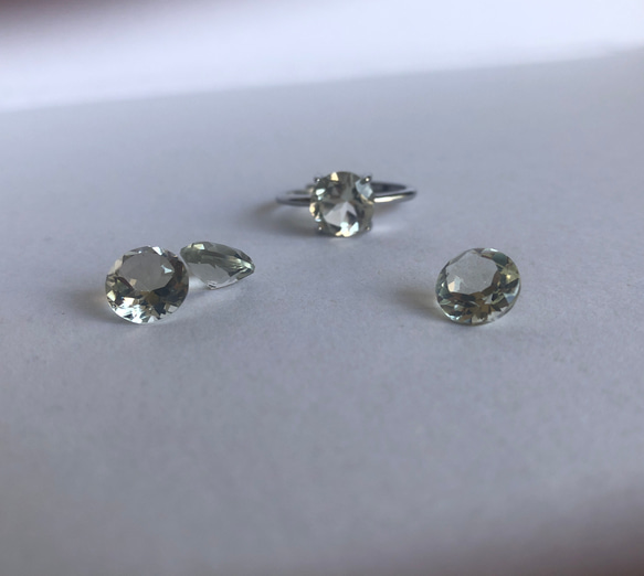 再出品！良縁を引き寄せ☆天然「グリーン水晶*クオーツ」リング　つけぱなしOK♪ 1枚目の画像