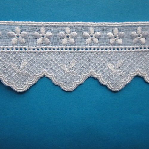 アンティーク ロマンティックコットン刺繍 リボンレース 蝶柄 丸型