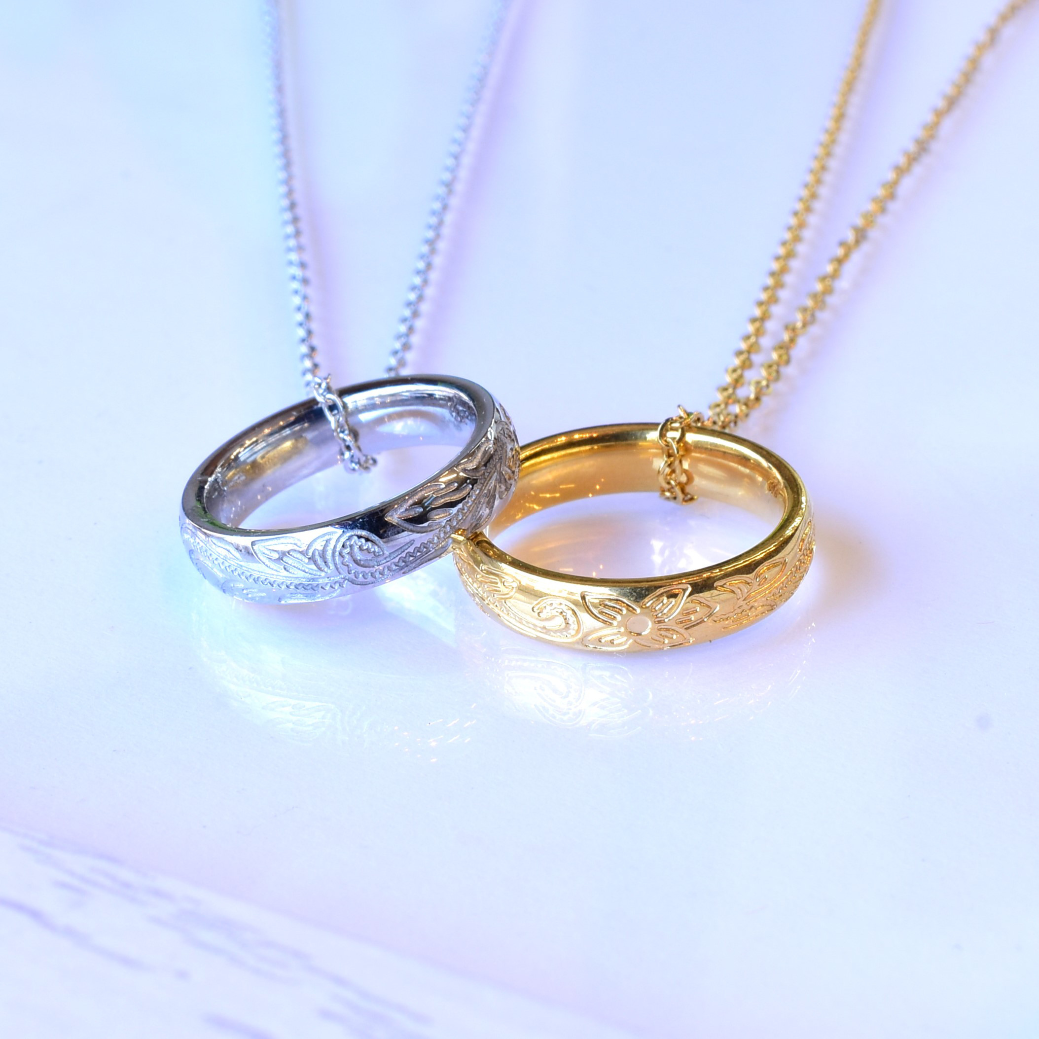 【完全受注・オーダー】ハワイアンジュエリー ♦誕生石♦ペアネックレス クリスマス プレゼント ピンキーリング サージカル