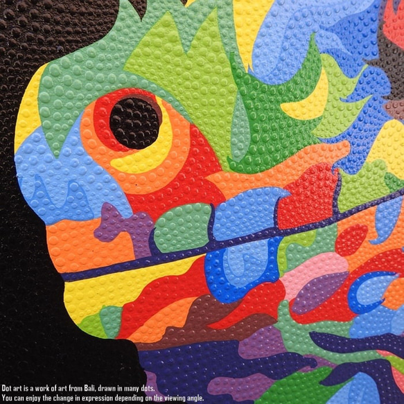 ドットアート 90cm × 70cm トカゲ モダンアート アジアンアート 爬虫類 とかげ 手描き 絵画 アートパネル 6枚目の画像