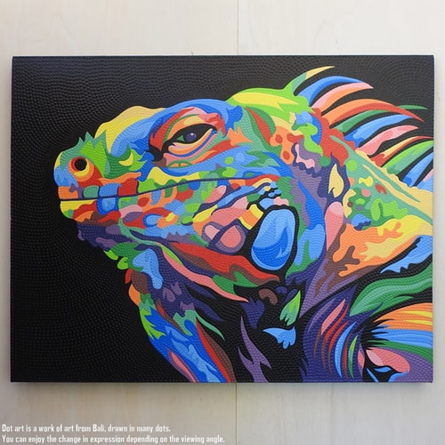 独特な店 ドットアート 90cm × 70cm イグアナ モダンアート アジアン 絵画