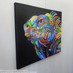 ドットアート 90cm × 70cm トカゲ モダンアート アジアンアート 爬虫類 とかげ 手描き 絵画 アートパネル 10枚目の画像