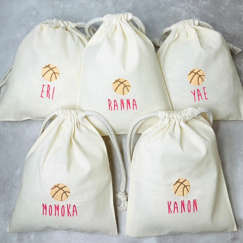 選べるサイズスポーツ刺繍巾着【名入れ】バスケ/サッカー/野球/給食袋