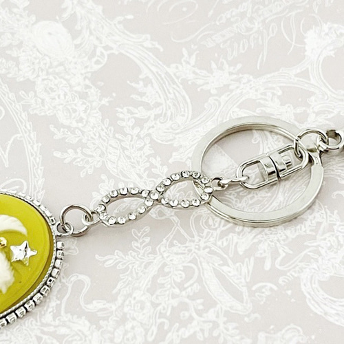 ペガサスのキーホルダー バッグチャーム イエロー 天馬 カメオ