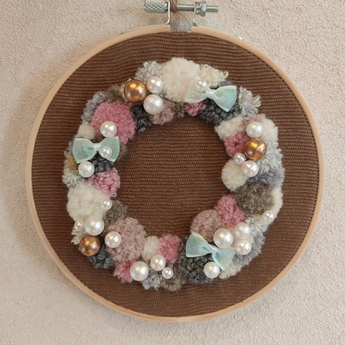 送料無料！リース（パンチニードルとビーズ） その他インテリア雑貨