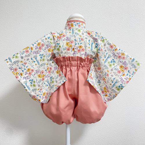 ベビー袴 花柄刺繍ピンク× アイボリー 70/80 | KANA KANA baby&kids