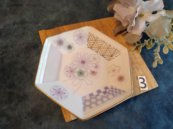 優しい和食器シリーズ 【和花柄の六角小皿】 11枚目の画像