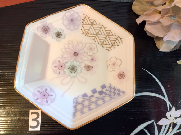 優しい和食器シリーズ 【和花柄の六角小皿】 13枚目の画像