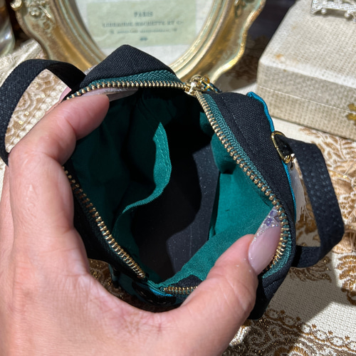 ミニミニボストンバッグ❤️グリーン/ミニバッグチャーム/ナプキン