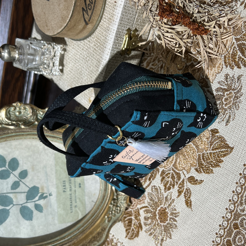 ミニミニボストンバッグ❤️グリーン/ミニバッグチャーム/ナプキン