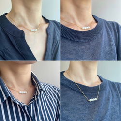 narabu tane  choker／necklace～糸玉とマットパールビーズの首飾り～アレルギー対応　オフホワイト 5枚目の画像