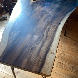 モンキーポッド一枚板テーブル　アイアン脚 7枚目の画像