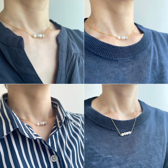 narabu tane　choker／necklace～糸玉とマットパールビーズの首飾り～アレルギー対応 モカ色 5枚目の画像