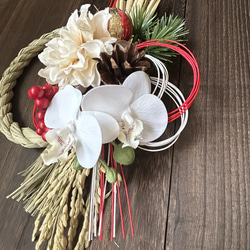 【早割価格10%off】2026 国産稲穂付きしめ縄　お正月飾り　ダリア　紅白水引　縦横自由　 7枚目の画像