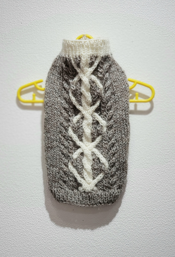 犬服♪アラン模様の編み込み手編みセーター(Sサイズ)エル・ウエーブオリジナル 1枚目の画像