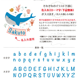 【名入れ長袖ロンパース】シーアニマル01 海の動物イラスト サメ クジラ イルカ クラゲ ウミガメ 出産祝い ギフト 2枚目の画像